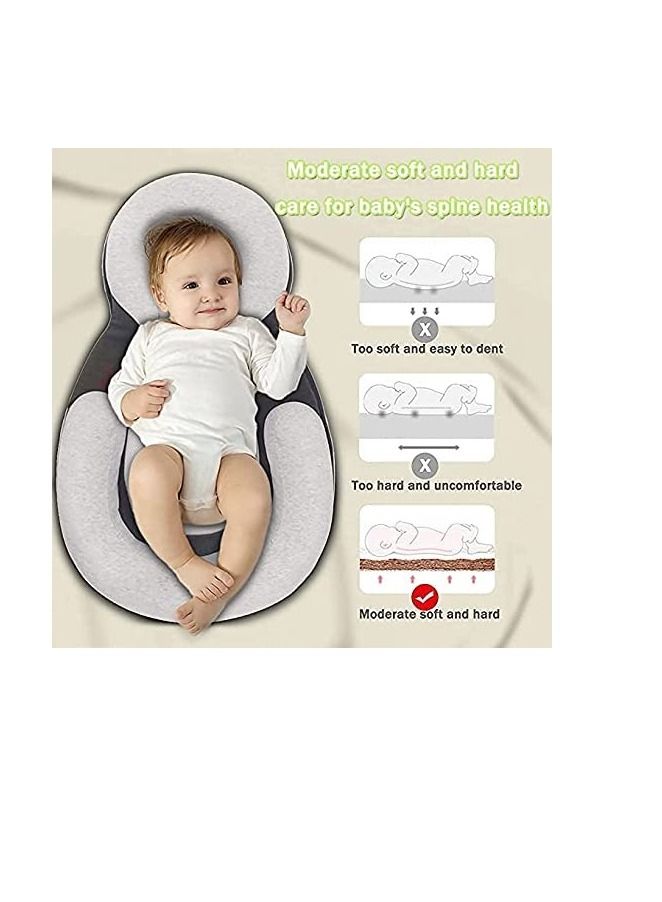 Ultra Soft Baby Head Shape Pillow Defensive Neck Support Kids On Bed Black/Grey  - Image 2