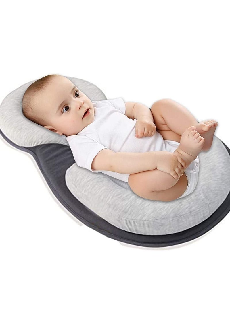 Ultra Soft Baby Head Shape Pillow Defensive Neck Support Kids On Bed Black/Grey  - Image 1