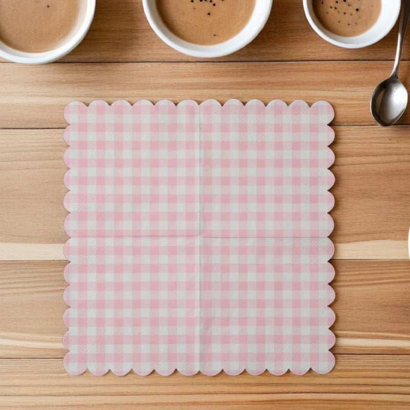 مناديل ورقية وردية متاحة للاستخدام مرة واحدة بتصميد البافلو 40 قطعة بحافة مهدبة لحفلات الزفاف والعشاء - Image 5
