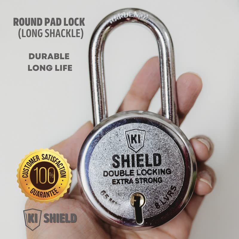 KI SHIELD 65mm Long Shackle 1004 Steel Padlock | Heavy Duty Keyed Lock for Indoor & Outdoor Security | Rust Resistant, Hardened Steel Body, Safety Lock for Door, Gate, Warehouse & Storage (1 pc) - Image 3