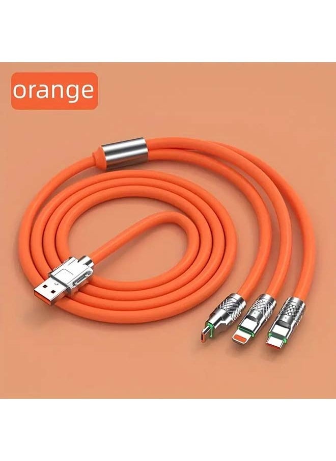 Generic - 3-in-1 USB Super Fast Charger Cable  120W   1.2 Meter Super Soft Silicone Universal USB Charging Cable with Lightning Type C USB Port  For IPhone  And Other Devices At Full Speed - Image 1