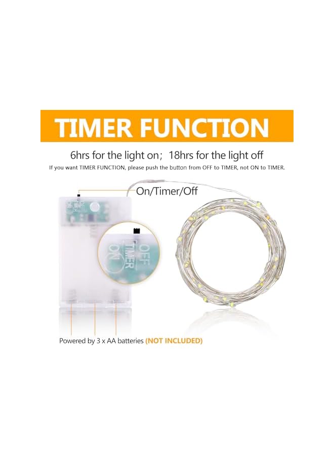 The Bros Fairy Lights Battery with Timer, 5m 50 LED Micro Wire Fairy String Lights with Timer Indoor Outdoor Lighting, Bedroom, Wedding Decor, Birthday Party Decoration (4 Packs, Warm White)  - Image 4