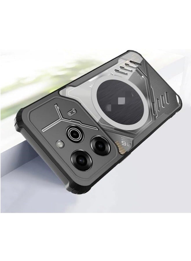Case Compatible with Tecno Pova 6 Pro 5G, Hole Heat Dissipation Hybrid Transparent TPU Bumper Aluminum Alloy Cooling Cover for  - Image 1