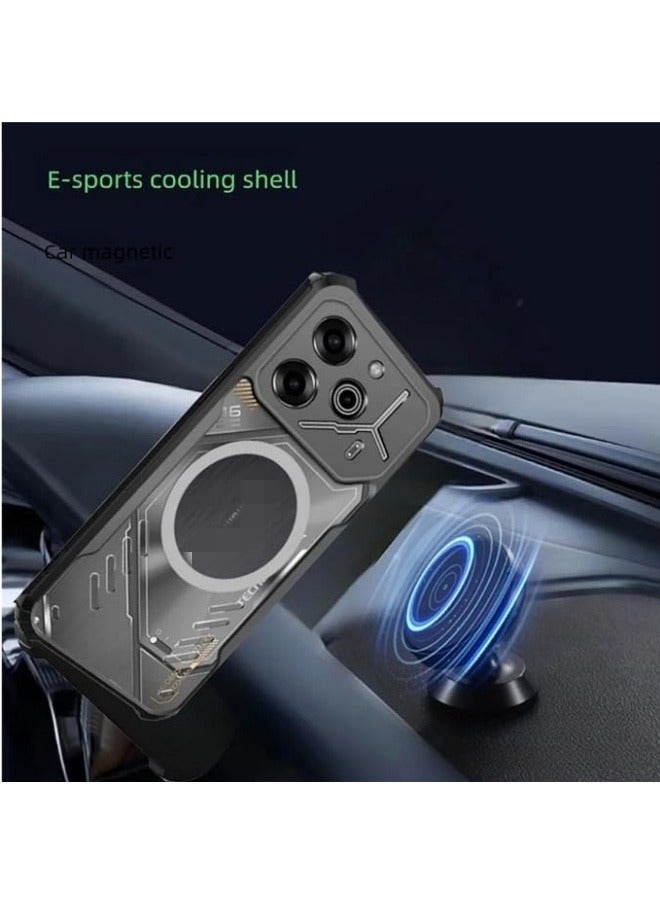 Case Compatible with Tecno Pova 6 Pro 5G, Hole Heat Dissipation Hybrid Transparent TPU Bumper Aluminum Alloy Cooling Cover for  - Image 2