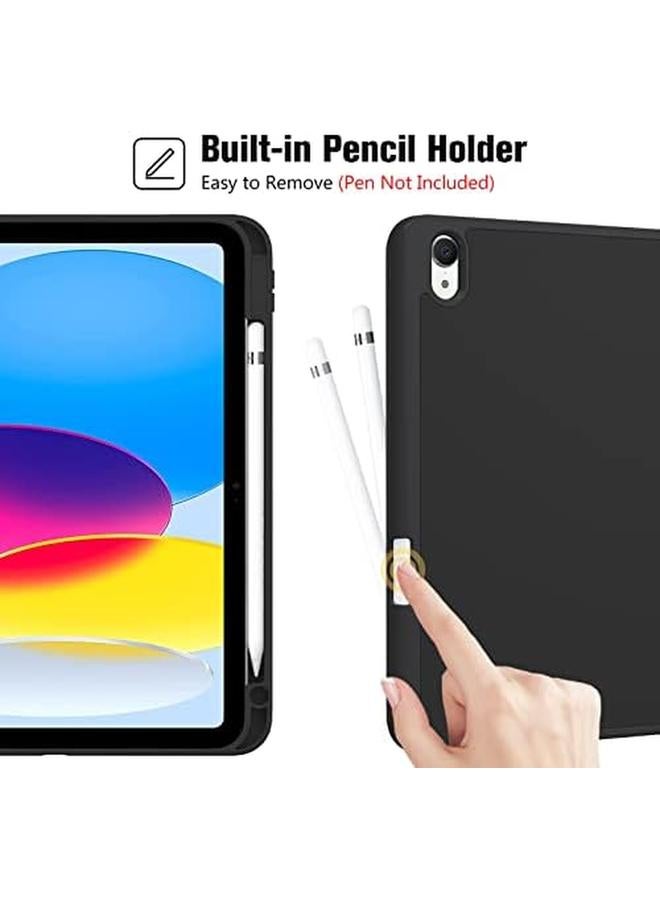 Procases For Ipad 10Th Gen Case 2022 10.9 Inch Case Slim Stand Hard Back Protective Smart Cover With Pencil Holder For Ipad 10Th Generation 10.9” 2022 Release A2696 A2757 A2777 Black - Image 1