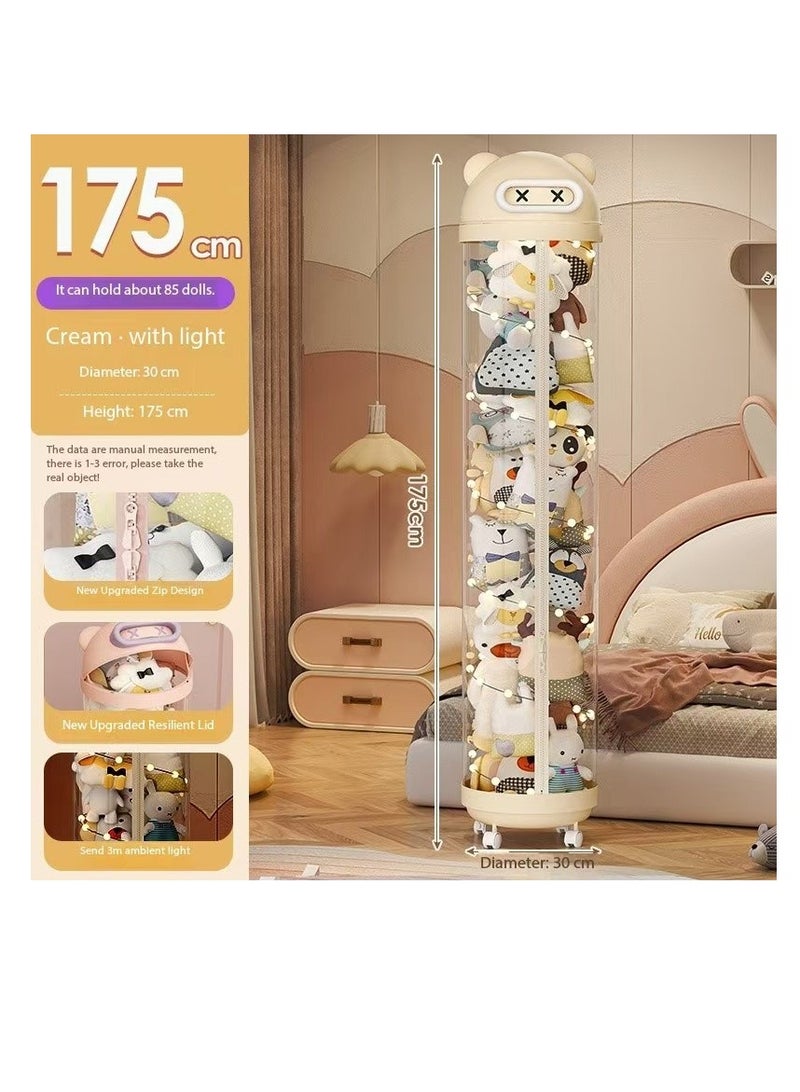 Plush Animal Toy Storage Tube, Vertical Transparent Storage Tube, Cylindrical Plush Toy Storage Organizer, Plush Toy Storage Tube, Suitable for Nursery, Children's Room, Bedroom, Living Room to Store Teddy Bears and Dolls (175cm)  - Image 2
