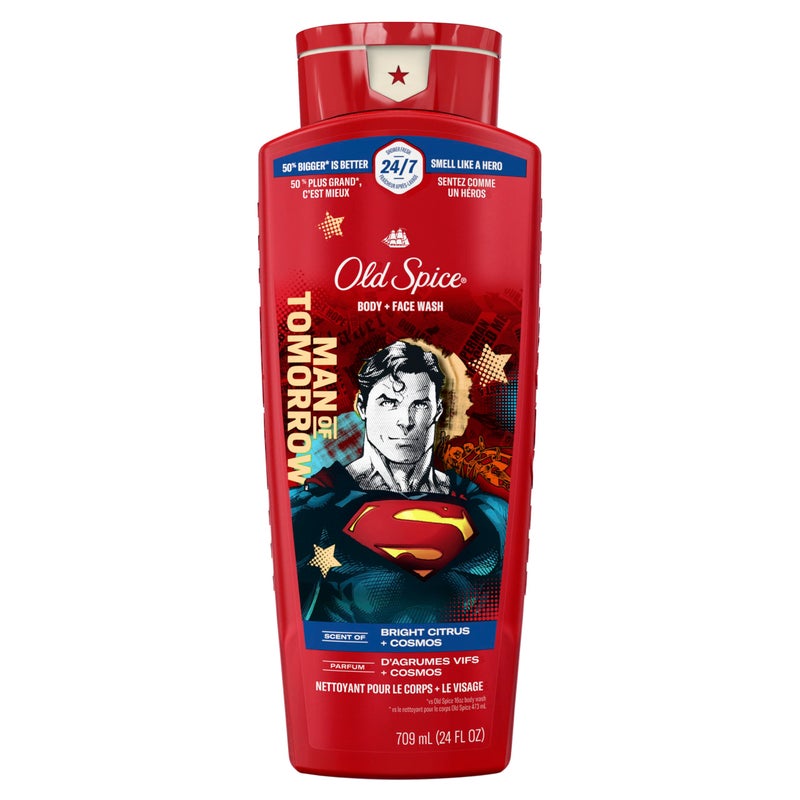 Old Spice Body Wash for Men, Superman: Man of Tomorrow, 3X Defense, 24/7 Shower Fresh with Lasting Scent, Cleansing 2-in-1 Body & Face Wash, Smell Like a Hero, Bright Citrus and Cosmos Scent, 24 oz - Image 1
