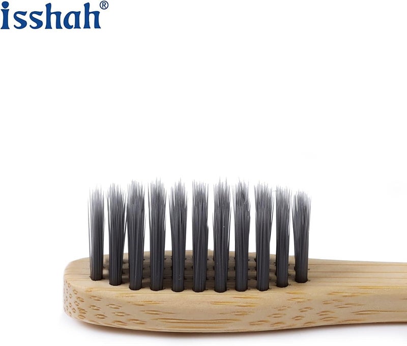 Isshah Biodegradable Eco-Friendly Natural Bamboo Charcoal Toothbrushes - Pack of 4 - Image 3