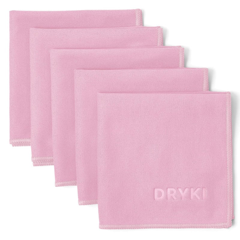 DRYKI Sweat Absorbing Handkerchiefs  The Original QuickDry Microfiber Sweat Rags  Towels for Face Hands  Body  Perfect for Gym Sports and Work Pink 5 Pack