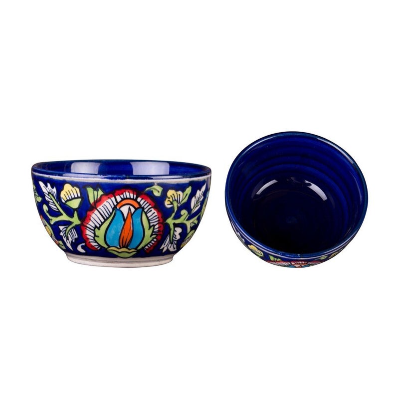 Caffeine Ceramic Handmade Blue Jaipuri Dining Bowl (Set of 2, 200ml) - Image 4