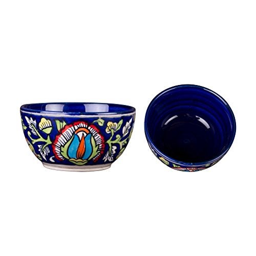 Caffeine Ceramic Handmade Blue Jaipuri Dining Bowl (Set of 2, 200ml) - Image 1