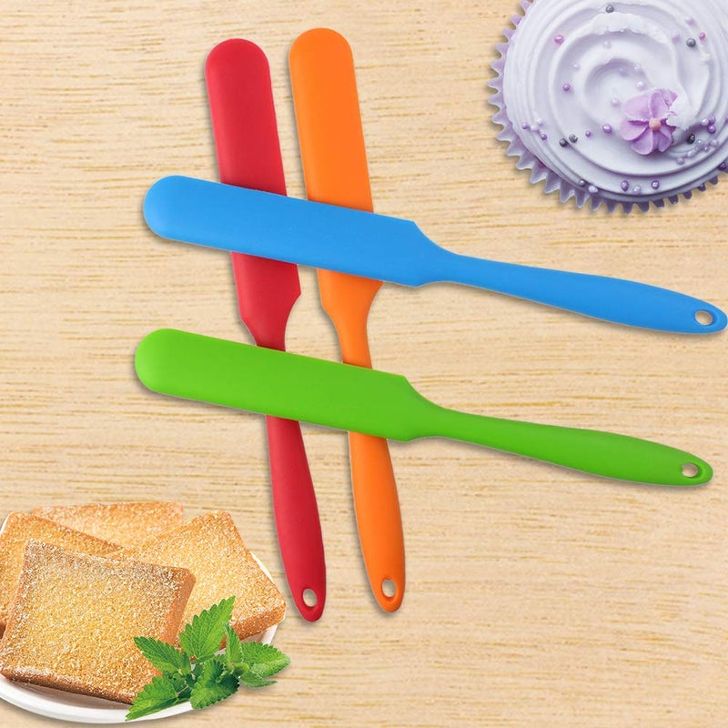 SUMERSHA 4pcs Silicone Spatula Set Heat Resistant Cake Cream Butter Spatulas Mixing Batter Scraper Non-Stick Flexible Baking Cooking Tool 4 Colors (multicolor) - Image 5