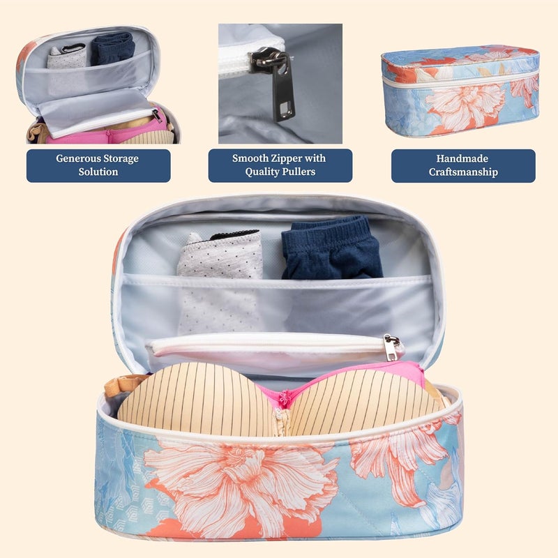 HomeStrap حقيبة تنظيم الملابس الداخلية الفاخرة من هومستراپ غولموهار - حقيبة تخزين للسفر متينة وواسعة لمستحضرات التجميل واللانجري واللوازم الشخصية مع مقبض مقاوم للماء - أزرق - Image 4