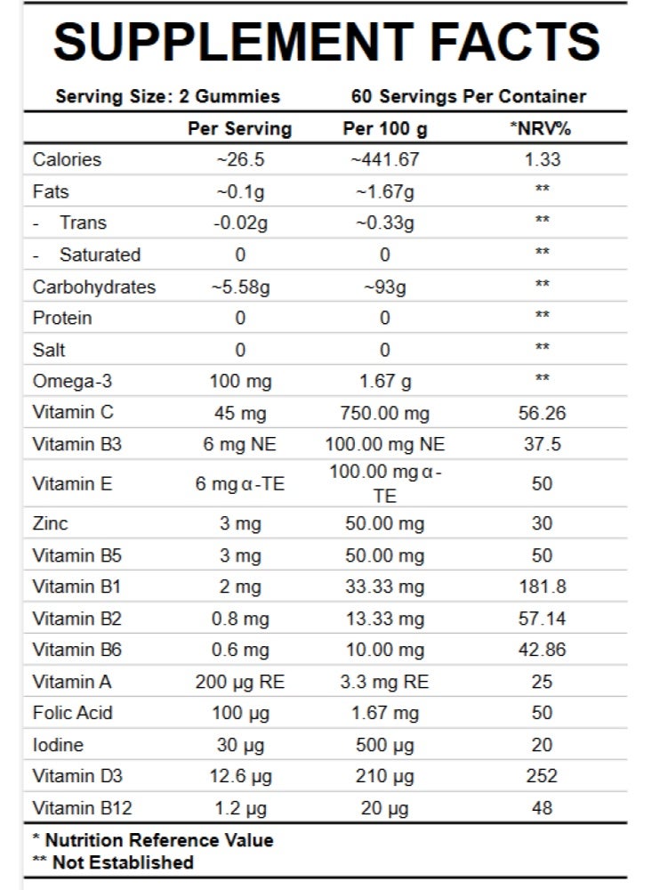 ناتفيتا حلوى جيلاتينيه غنية باوميجا 3 مع الفيتامينات متعددة | 60 حلوى مضغ - Image 3