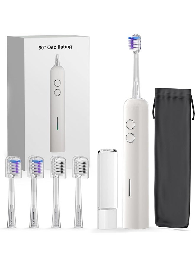 general Electric Toothbrush Wave Oscillation & Vibration Sonic Tooth Brush for Adults BASS-Brushing Technique Travel Rechargeable Toothbrushes 4 Soft Bristle Replace Heads IPX7 Gifts for Men Women White - Image 1