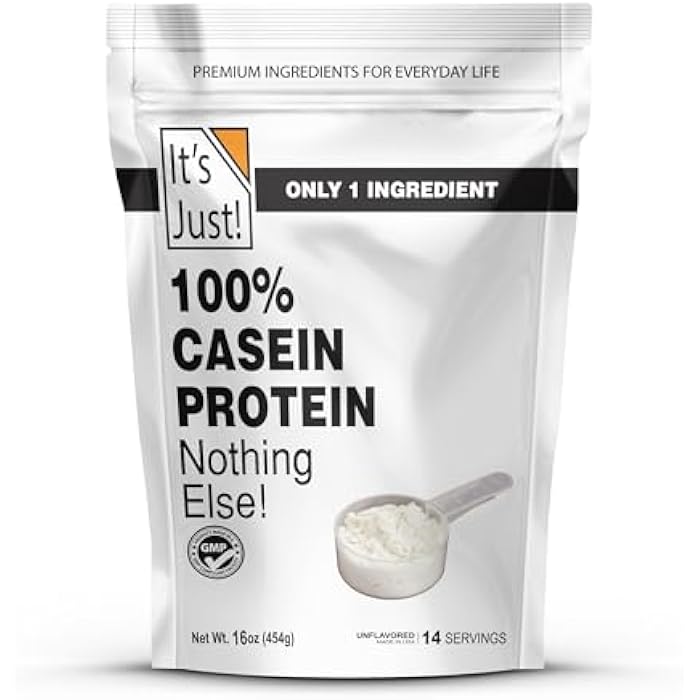 It's Just! - 100% Casein Protein Powder, Made in USA, One Ingredient, Slow Burning, Time Release (1 Pound (Pack of 1), Unflavored) - Image 1