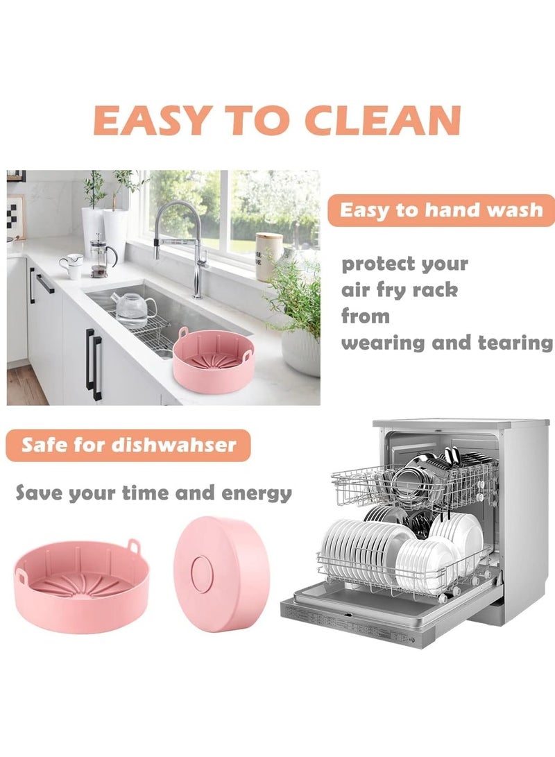 KASTWAVE Air Fryer Liners Round Silicone Pot, Reusable Airfryer Oven Insert Silicone Bowl Easy Cleaning Air fryer Oven Accessories(7.5 Inch, Pink) - Image 4