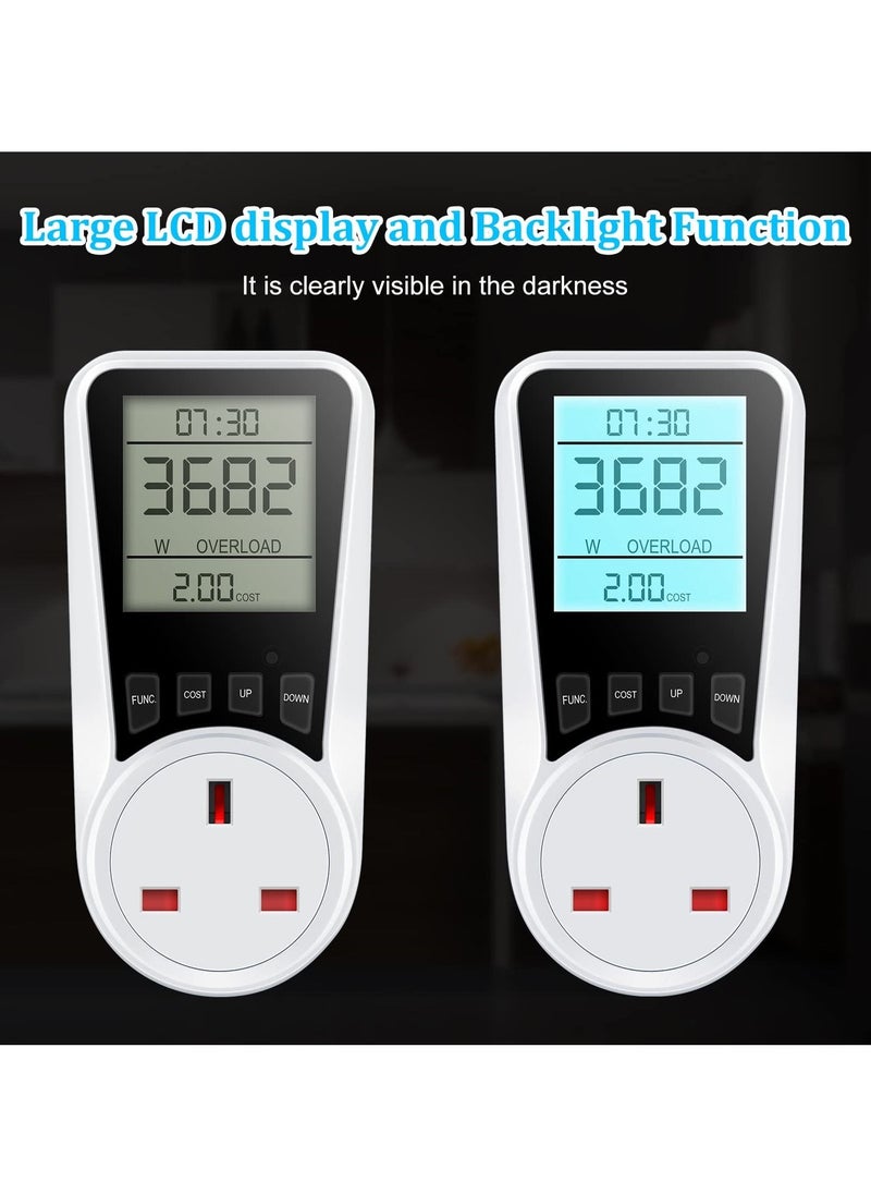 Excefore Electricity Usage Monitor,  Power Meter Energy Monitor Plug with Backlight LCD Display, 7 Modes Voltage Amps Wattage KWH Consumption Monitor, 2900W/13A Overload Protection  - Image 5