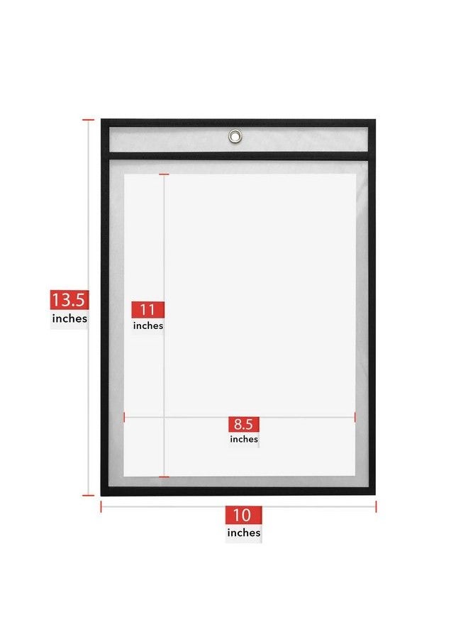 Essex Wares 30 Pack Dry Erase Pockets Black By Essex Wares For Teacher Lessons In A Classroom Or For Use At Your Home Or Office 10” X 13.5” Fits Standard Paper  - Image 3
