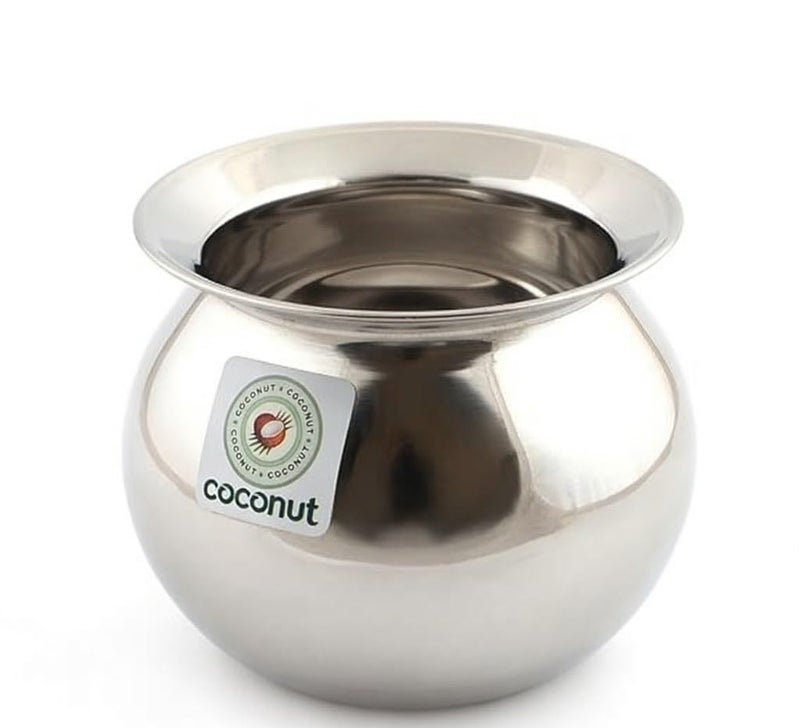 Coconut Stainless Steel Heavy Gauge Pongal Pot | Gundu Balloon Handi | Multipurpose Steel Cooking Vessel | Rust Resistant, Durable Kitchen Pot for Daily & Festival Use (1500ml) - Image 3