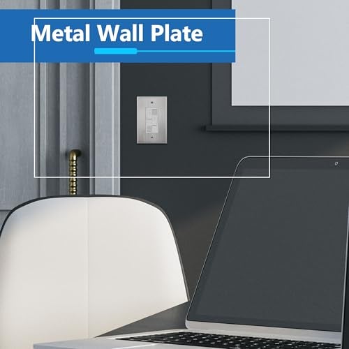 LIDER Decorator Metal Wall Plate, Impact Resistant, Metal Outlet Receptacle/Light Switch Cover, 430 Stainless Steel, Modern Decoration Upgrade, Mid-Size 1-Gang 4.88" x 3.11", Stainless Steel - Image 2