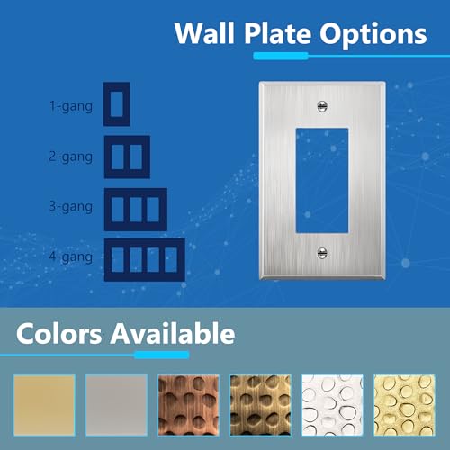 LIDER Decorator Metal Wall Plate, Impact Resistant, Metal Outlet Receptacle/Light Switch Cover, 430 Stainless Steel, Modern Decoration Upgrade, Mid-Size 1-Gang 4.88" x 3.11", Stainless Steel - Image 4