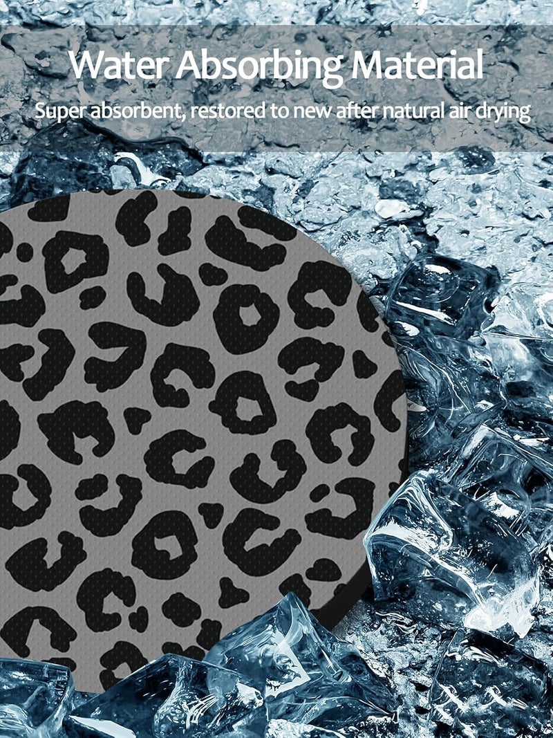 WOCOCN Cute Cup Holder Coasters for Your Car with Fingertip Grip, Auto Accessories for Women & Men,Pack of 2(Gray Leopard) - Image 5