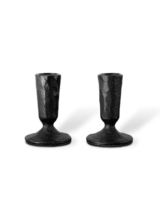WOLAOJA Candle Sticks Holder Decor, Set of 2 Vintage Black Candle Holders, Modern Decorative Tapered Candlestick Holders Centerpiece for Dining Table Centerpiece, Wedding, Party Decor - Image 1