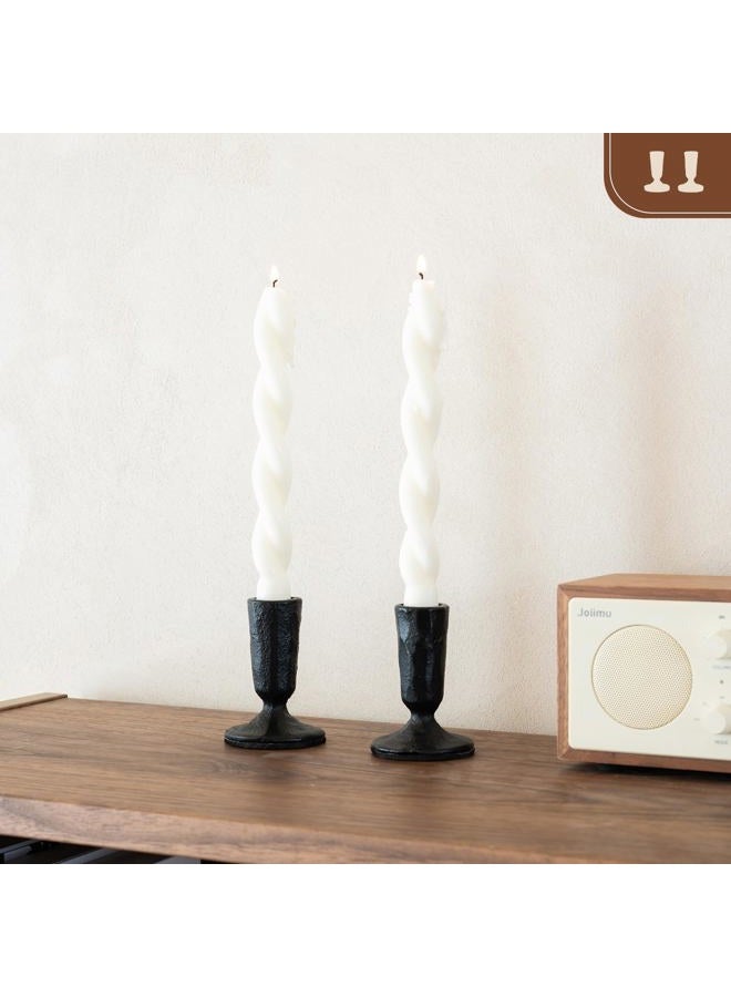 WOLAOJA Candle Sticks Holder Decor, Set of 2 Vintage Black Candle Holders, Modern Decorative Tapered Candlestick Holders Centerpiece for Dining Table Centerpiece, Wedding, Party Decor - Image 2