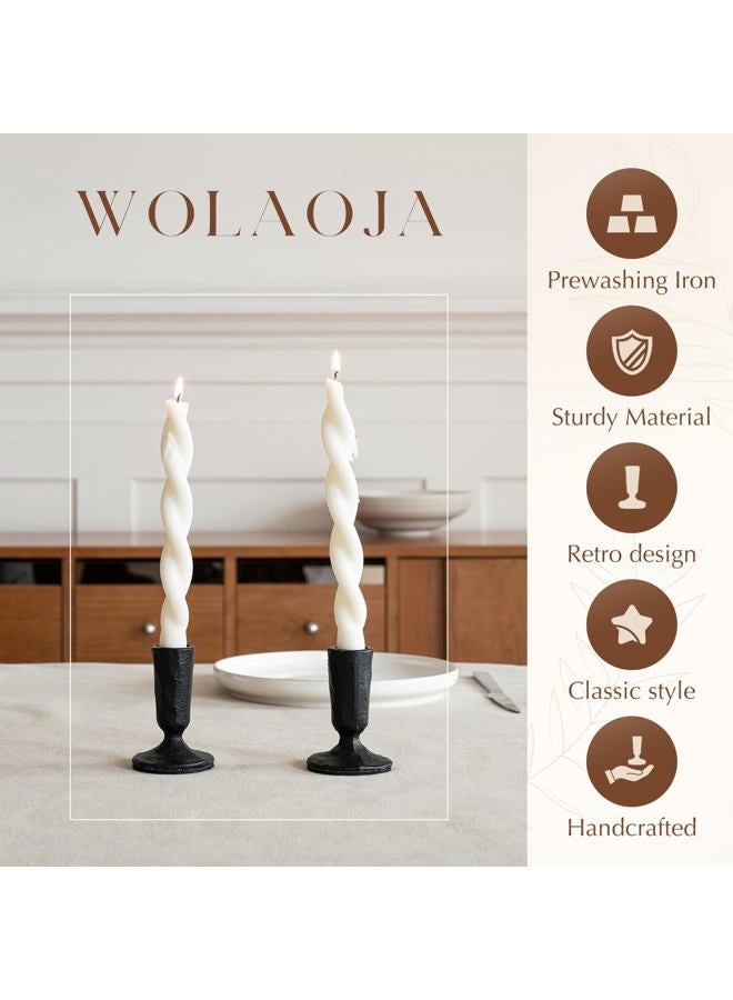 WOLAOJA Candle Sticks Holder Decor, Set of 2 Vintage Black Candle Holders, Modern Decorative Tapered Candlestick Holders Centerpiece for Dining Table Centerpiece, Wedding, Party Decor - Image 3