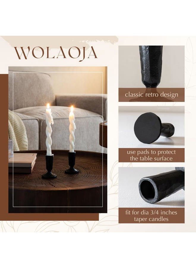 WOLAOJA Candle Sticks Holder Decor, Set of 2 Vintage Black Candle Holders, Modern Decorative Tapered Candlestick Holders Centerpiece for Dining Table Centerpiece, Wedding, Party Decor - Image 5