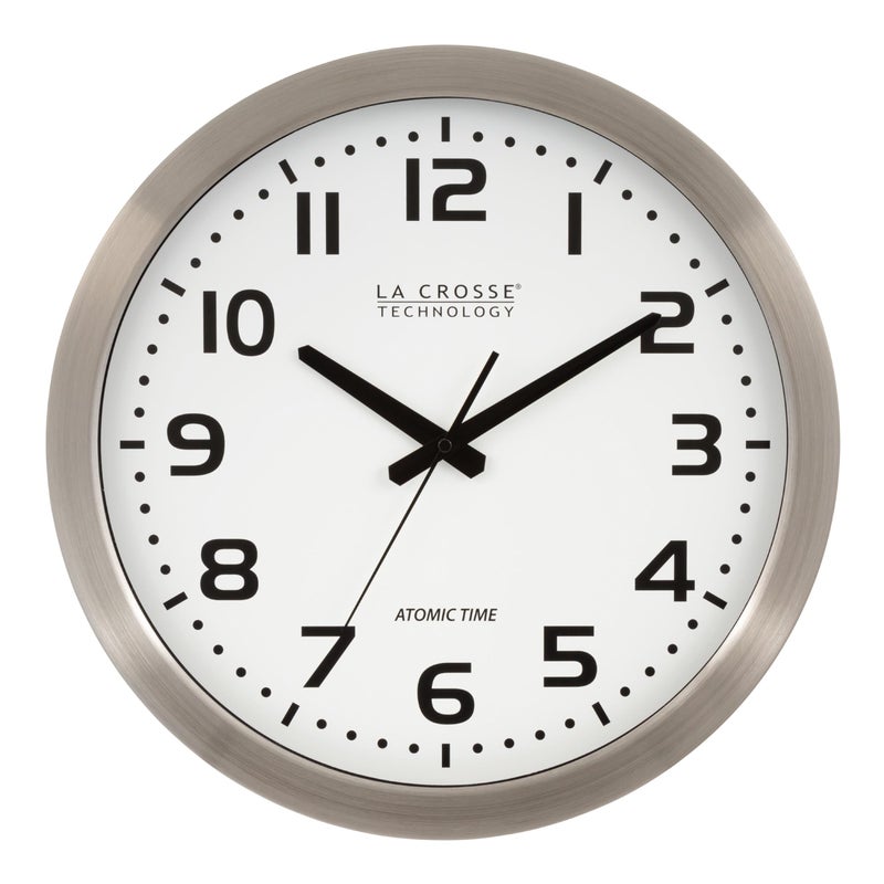 La Crosse Technology La Crosse Technology Wall Clock Metal 16inch Dia WT3161WH 
