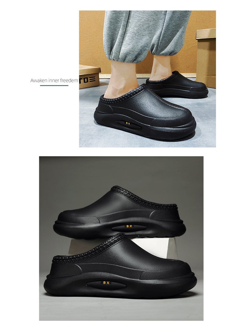 BX Surgical shoes, chef shoes, unisex fully enclosed breathable shoes, protective shoes, suitable for doctors, nurses, chefs and laboratory staff, non-slip sandals (black). - Image 2