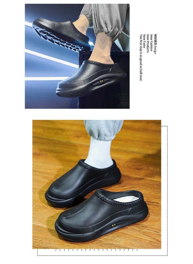 BX Surgical shoes, chef shoes, unisex fully enclosed breathable shoes, protective shoes, suitable for doctors, nurses, chefs and laboratory staff, non-slip sandals (black). - Image 5