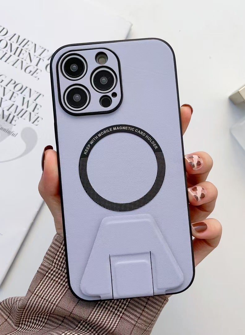iPhone 14 Pro Max LEEKA Magsafe Wireless Charging Mobile Phone Leather Case For iPhone 14 Plus 13 Mini 12 11 Pro Max XS XR Buckle Ring Stand Back Cover apple iPhone 14 Pro Max (Purple)