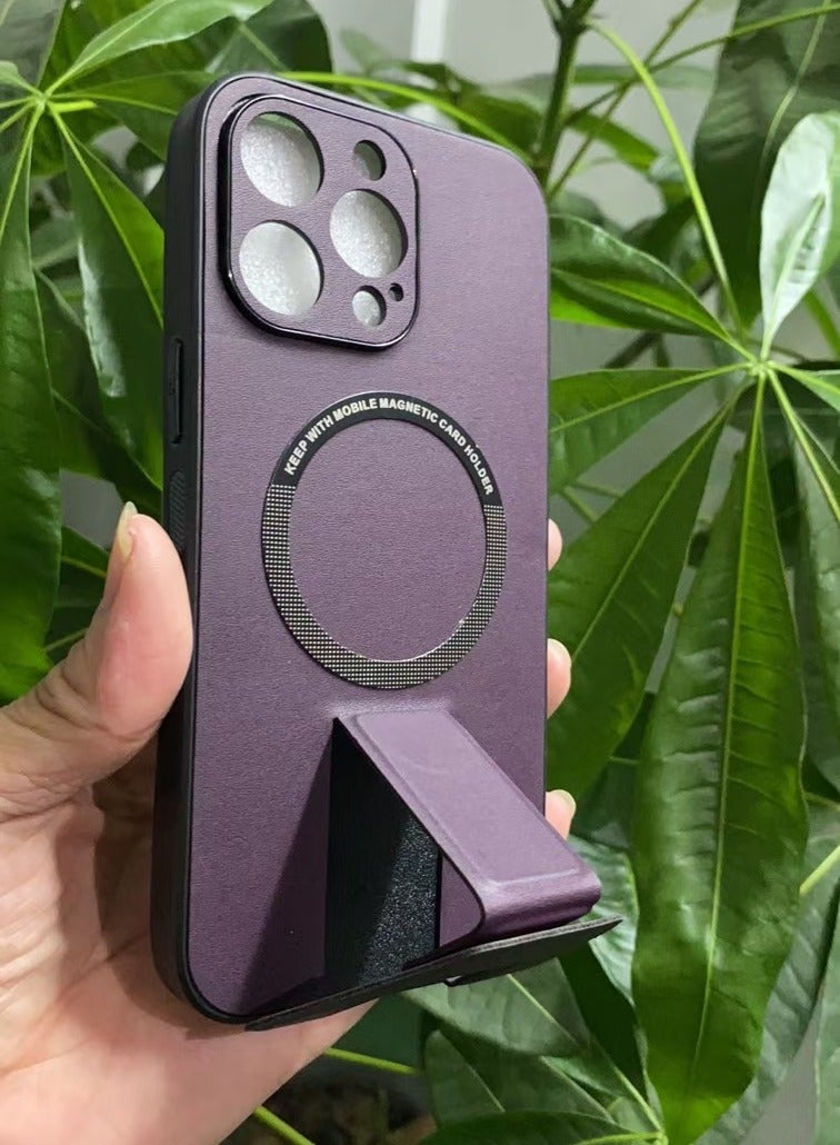 iPhone 14 Pro Max LEEKA Magsafe Wireless Charging Mobile Phone Leather Case For iPhone 14 Plus 13 Mini 12 11 Pro Max XS XR Buckle Ring Stand Back Cover apple iPhone 14 Pro Max (Purple)