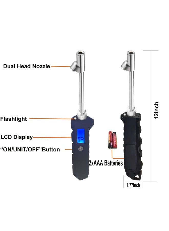 PINKJOY مقياس ضغط الإطارات الرقمي 230 PSI ثقيل الوزن مزدوج الرأس من الفولاذ المقاوم للصدأ مصمم للشاحنات والمركبات الترفيهية مع شاشة LCD مضاءة وخفّاف ملحقات السيارات - Image 2