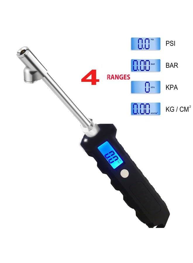 PINKJOY مقياس ضغط الإطارات الرقمي 230 PSI ثقيل الوزن مزدوج الرأس من الفولاذ المقاوم للصدأ مصمم للشاحنات والمركبات الترفيهية مع شاشة LCD مضاءة وخفّاف ملحقات السيارات - Image 4