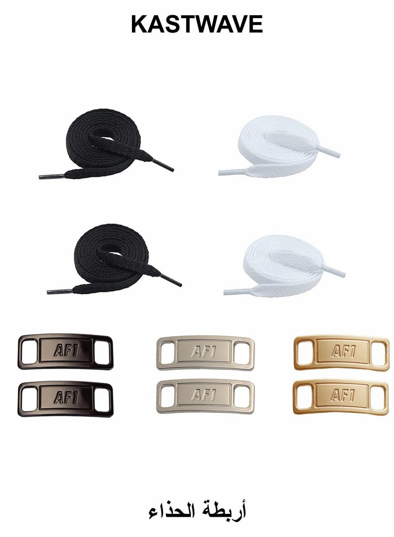 KASTWAVE 3 Pairs Shoe Lace Charms with 2 Pairs 120cm Flat Sneaker Shoe Lace - Image 1
