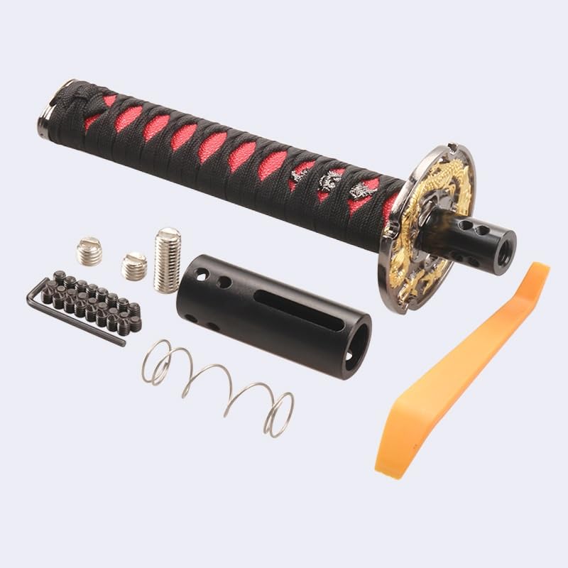Unifizz Car Samurai Sword Automatic Shift Knob Universal fit for LockButton Transmission Cool Katana Gear Shifter Metal Weighted BlackRed - Image 1