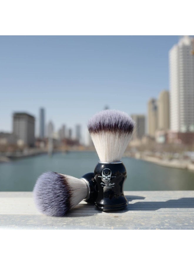 Menesia Shaving Brush for Men, Black Handle Men's Shave Cream & Soap Brush (skull) - Image 3