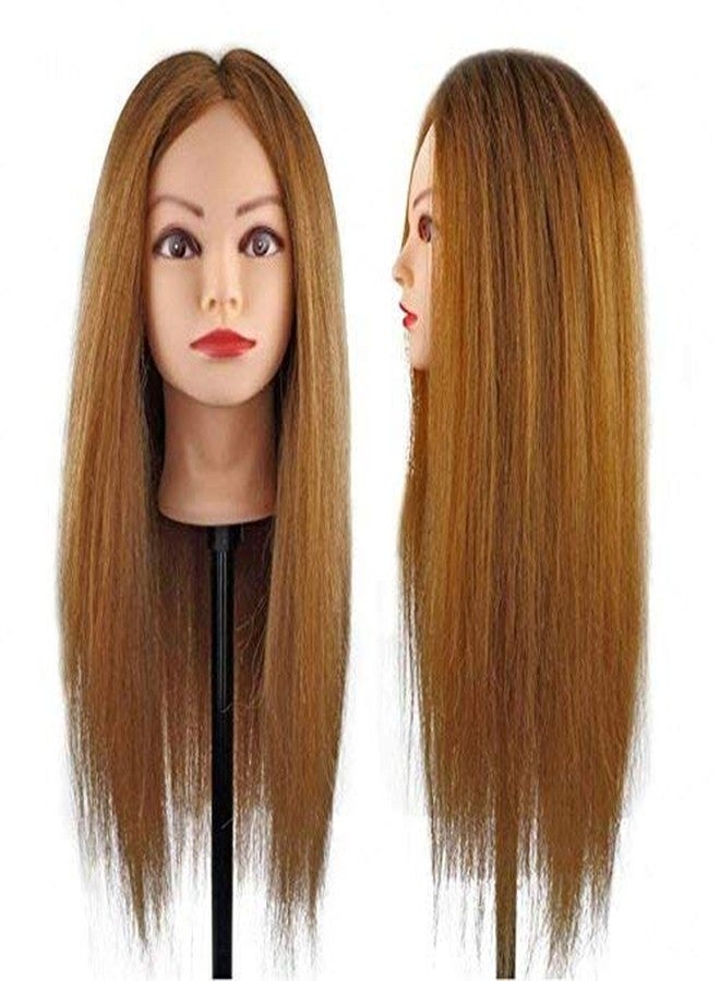 Ias Synthetic 38 Inch Long Hair Hairdressers Training Head Dummy - Brown - Image 3