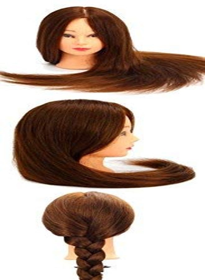 Ias Synthetic 38 Inch Long Hair Hairdressers Training Head Dummy - Brown - Image 2