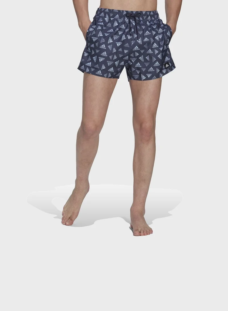 Adidas Logo Print CLX Swim Shorts Very Short Length