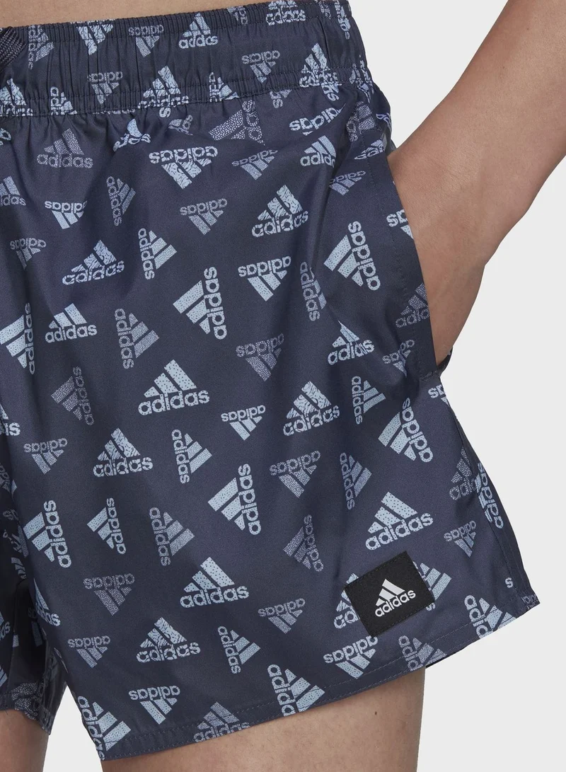 Adidas Logo Print CLX Swim Shorts Very Short Length
