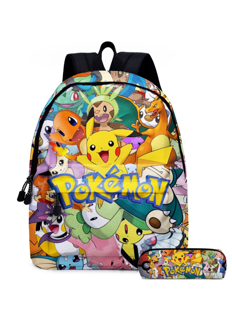 Pokemon Pikachu Cartoon Backpack Two-Piece Student School Bag