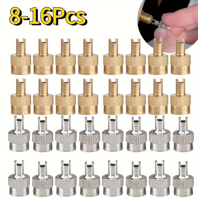 16 Pcs Silver Metal Slotted Valve Caps with Valve Core Remover For Schrader Car Motorcycle Bicycle Tire Nipples - Image 2