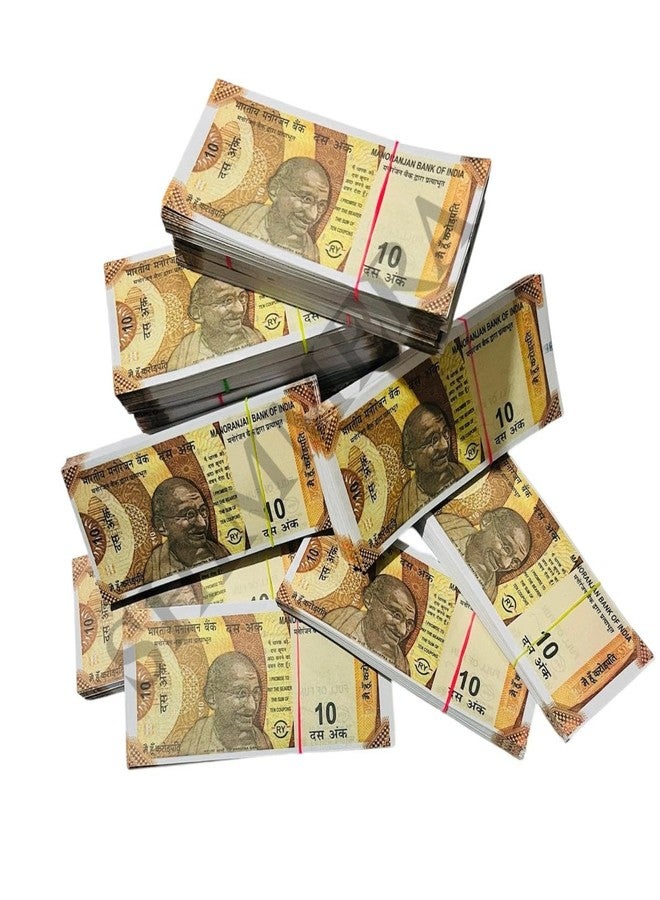 Shimmera Pack of 10rupees Bundle Duplicate Money Fake Currency Notes Dummy Rupee Bundle Money for Kids to Play Nakli Note Learning and Education Money for Kids (Total 500 Notes) - Image 4