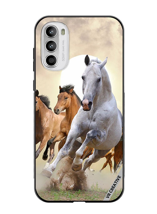 VR CREATIVE Protective Case Cover For Motorola Moto G82 Running Horses Design Multicolour - Image 1