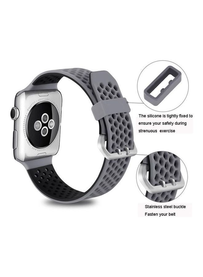 NIBEMINENT Replacement Strap For Apple Watch Series Grey/Black - Image 4